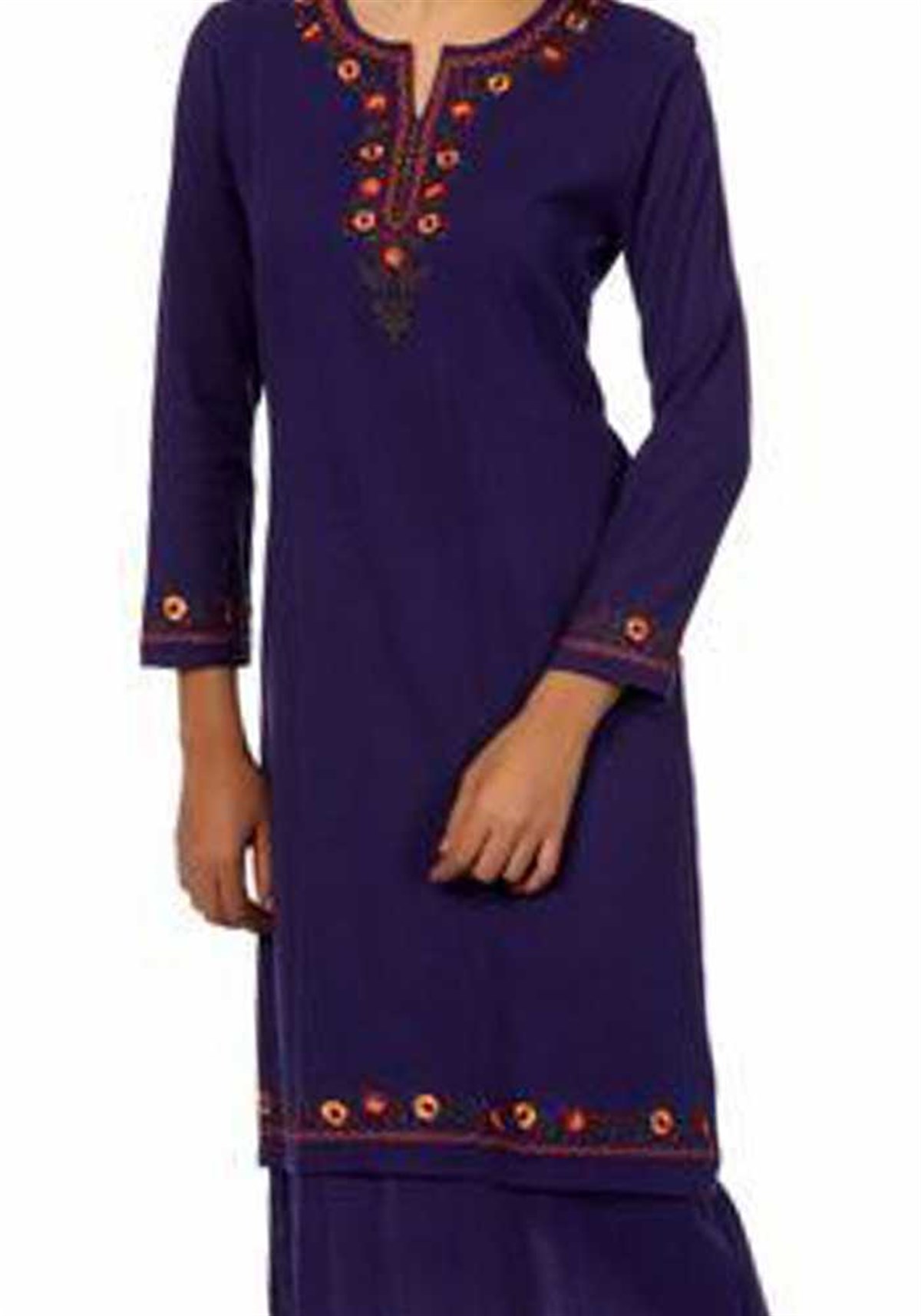 Şilebezi Elbise Çiçek Nakışlı Mor