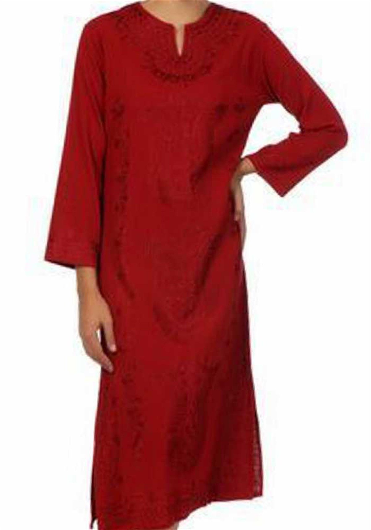 Şilebezi Elbise Nakışlı Bordo