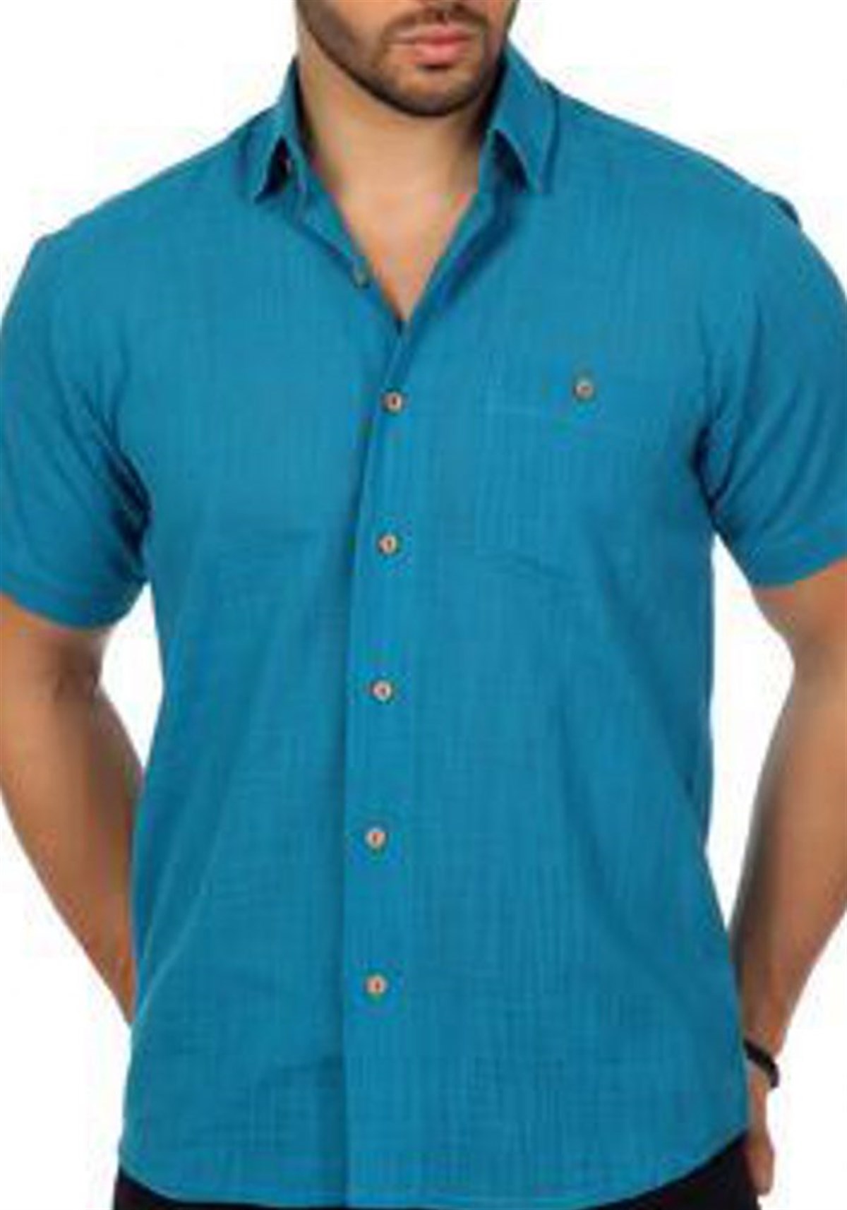 Şilebezi Gömlek Kısa Kollu Boncuk Mavisi