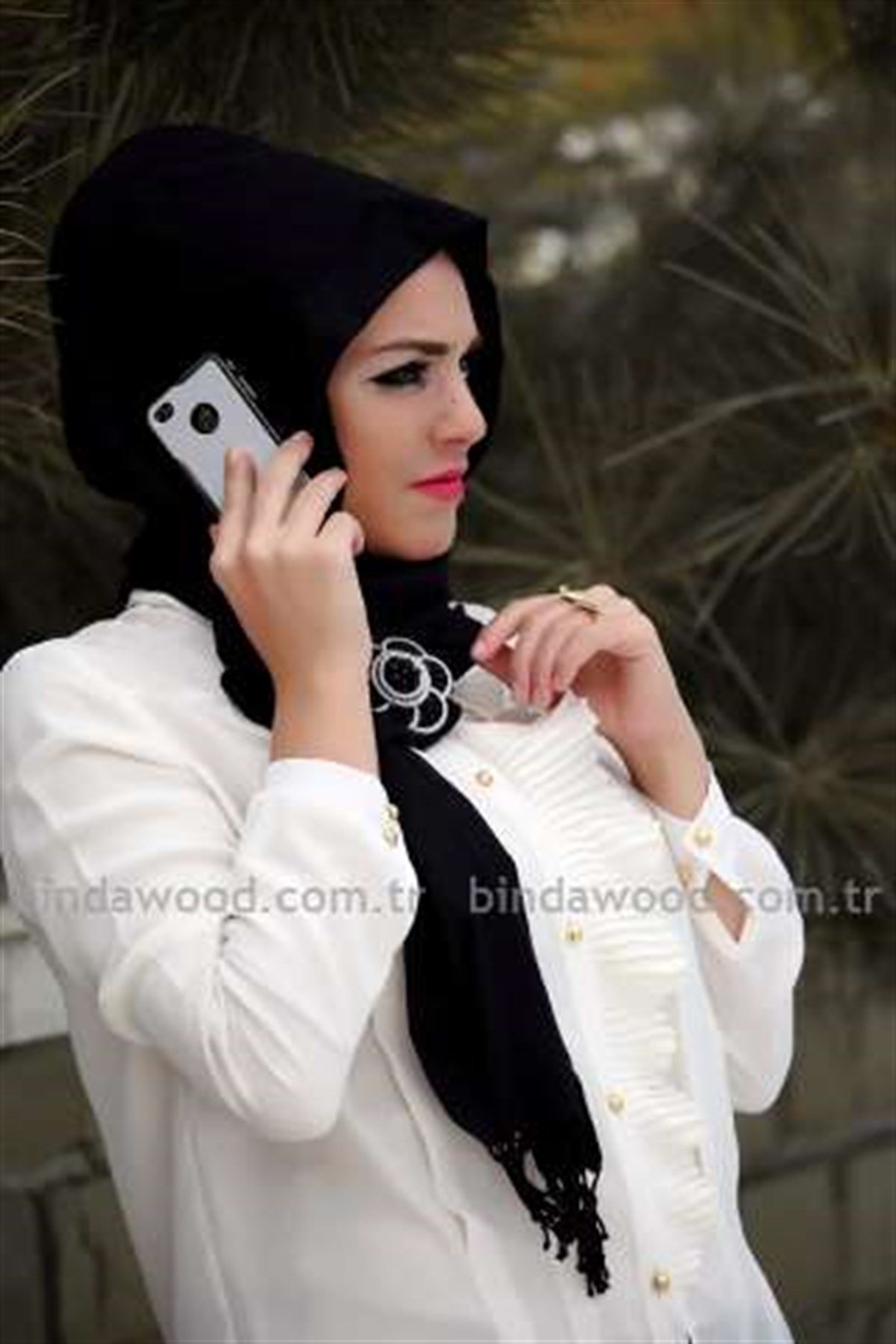 Siyah Broşlu Hazır Türban