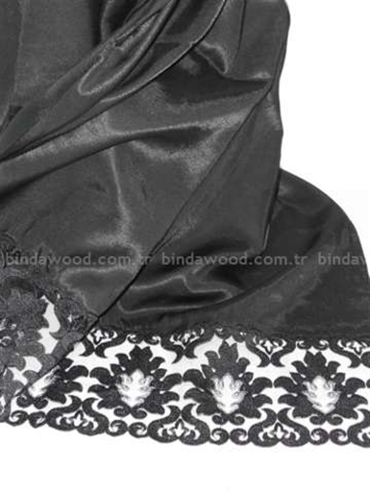 Siyah Dantelli Güpür Tesettür Şal