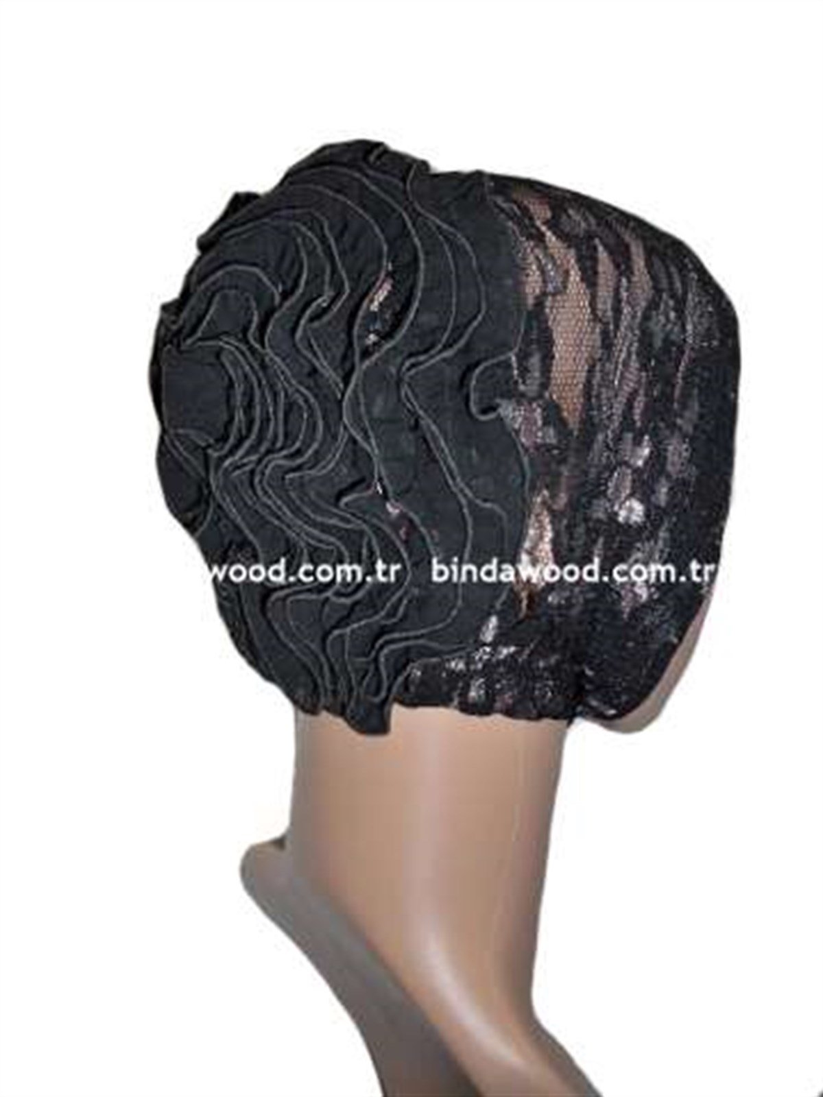 Siyah Dantelli Kıvırcık Bone