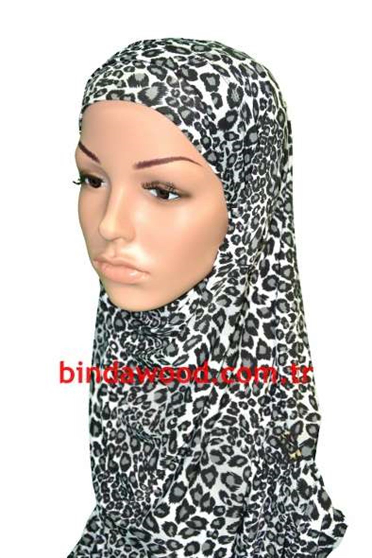 Siyah Leopar Desen Pratik Eşarp