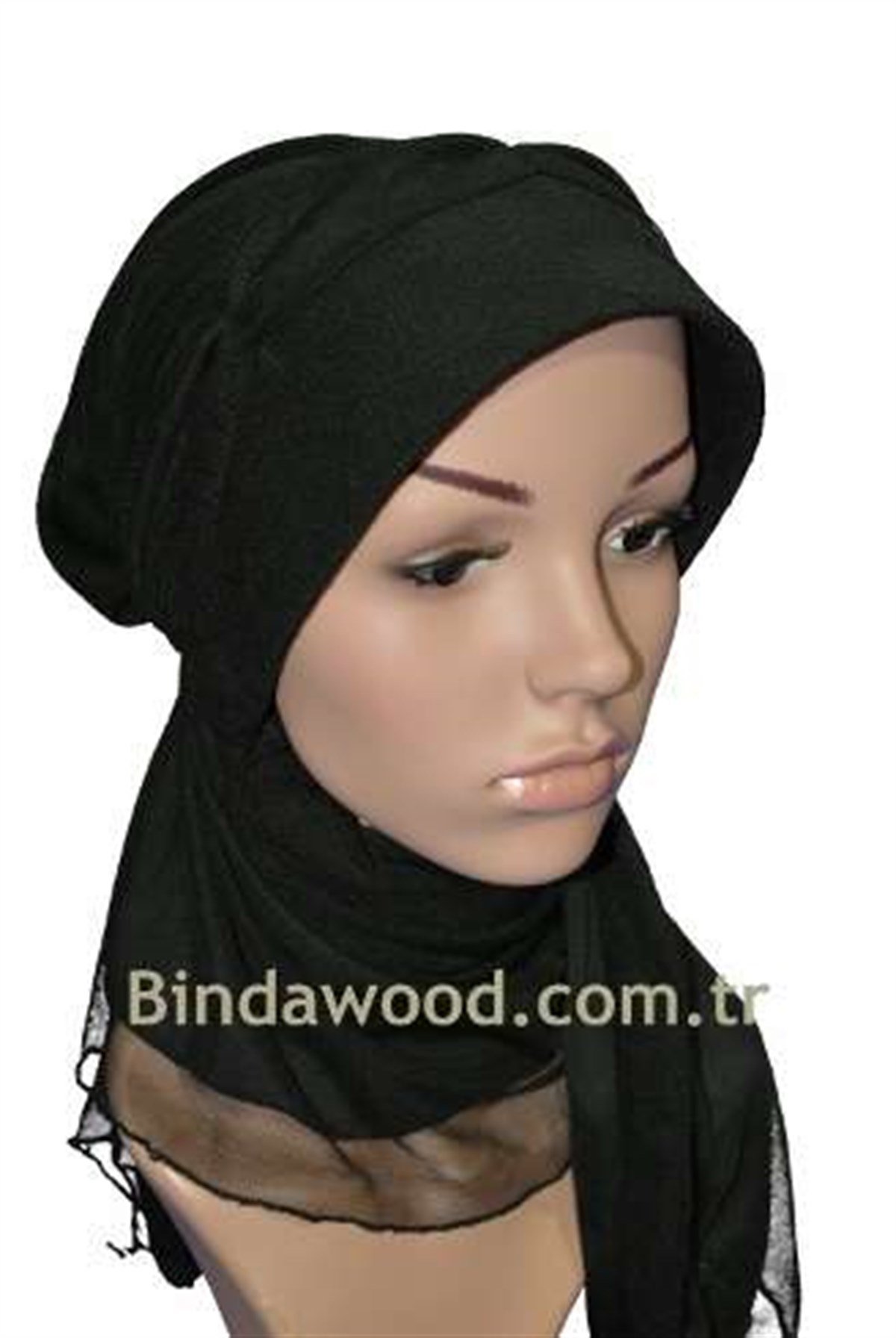Siyah Şallı Abiye Türban Bone