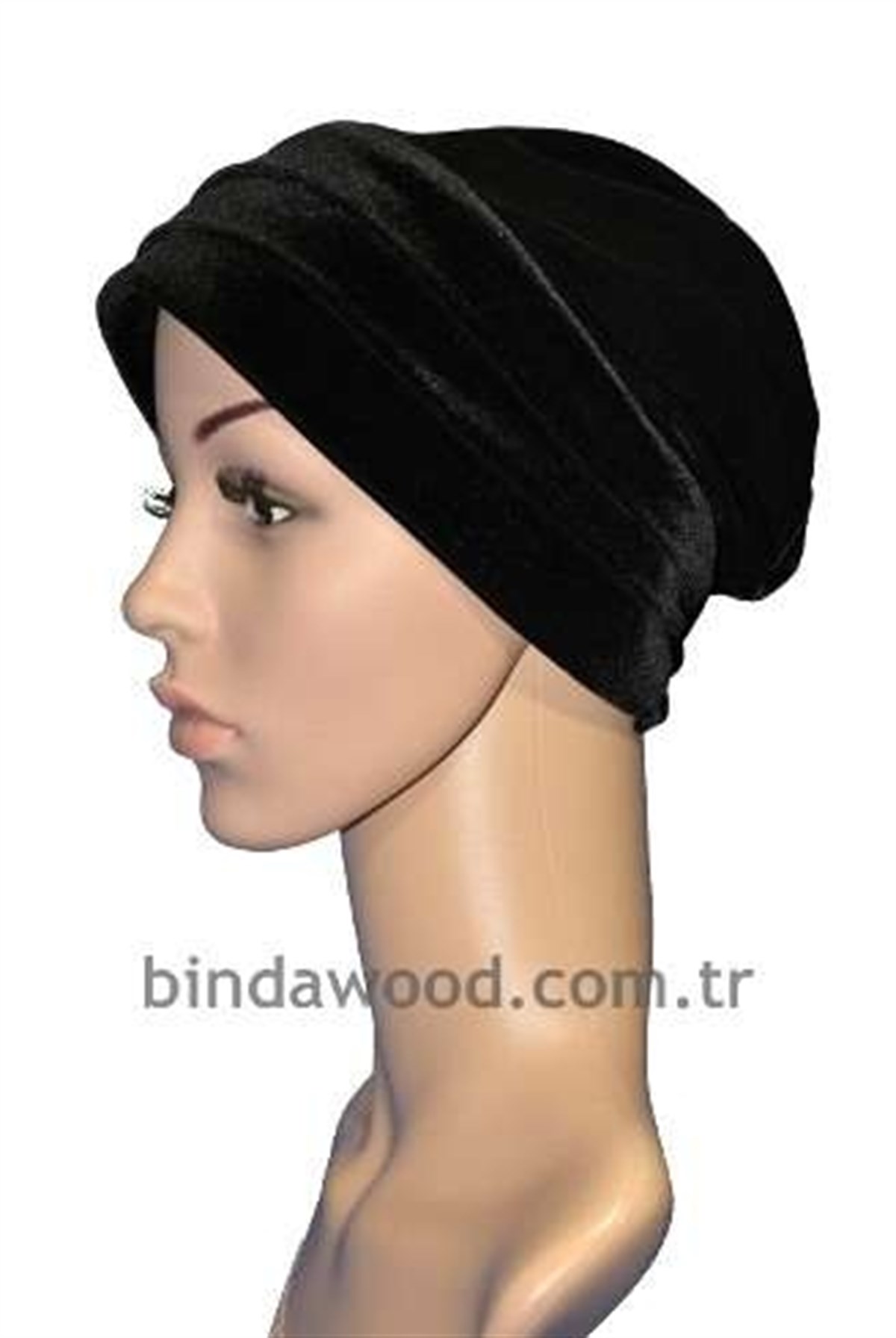 Siyah Süet Abiye Türban Bone