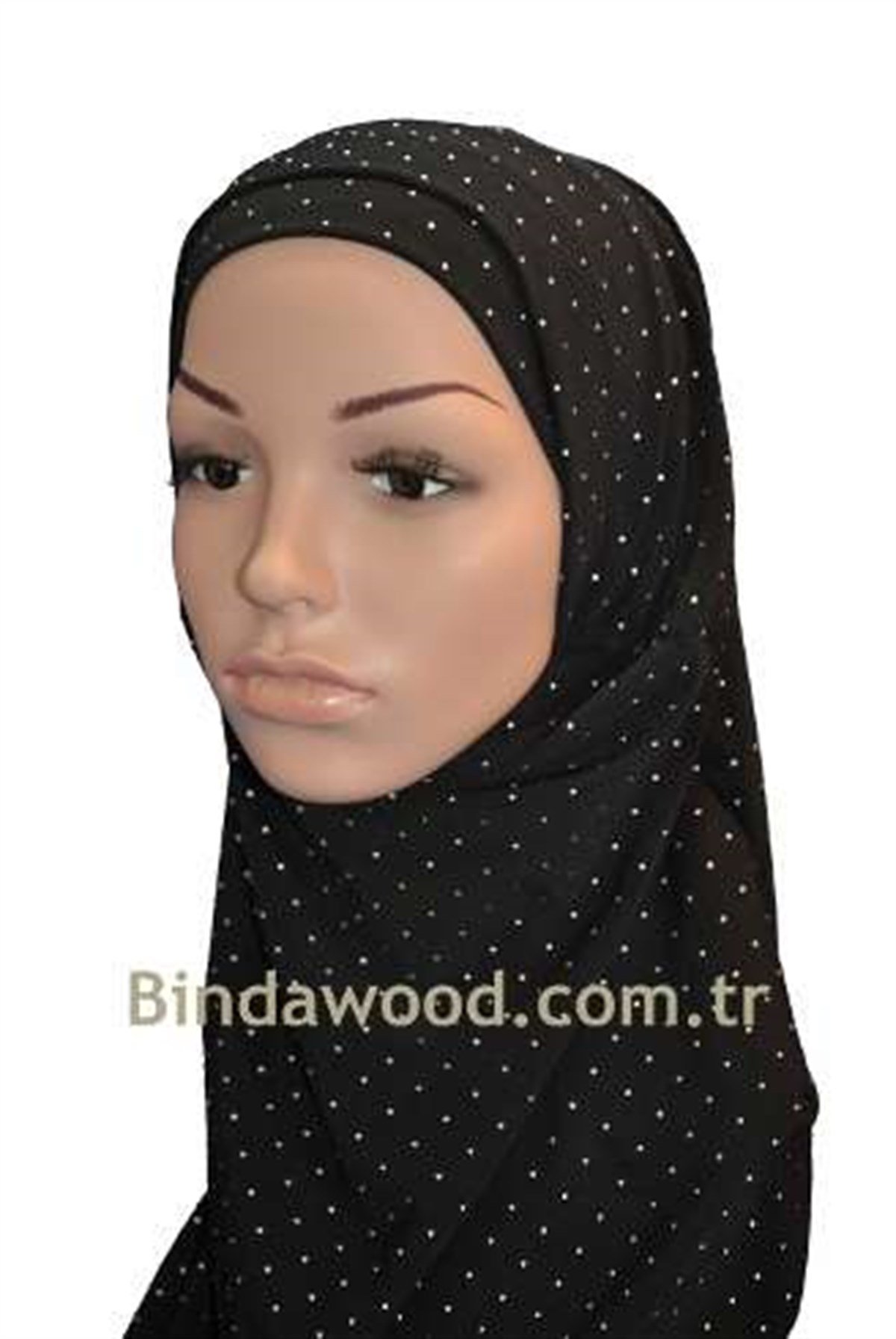 Siyah Taşlı Pratik Eşarp