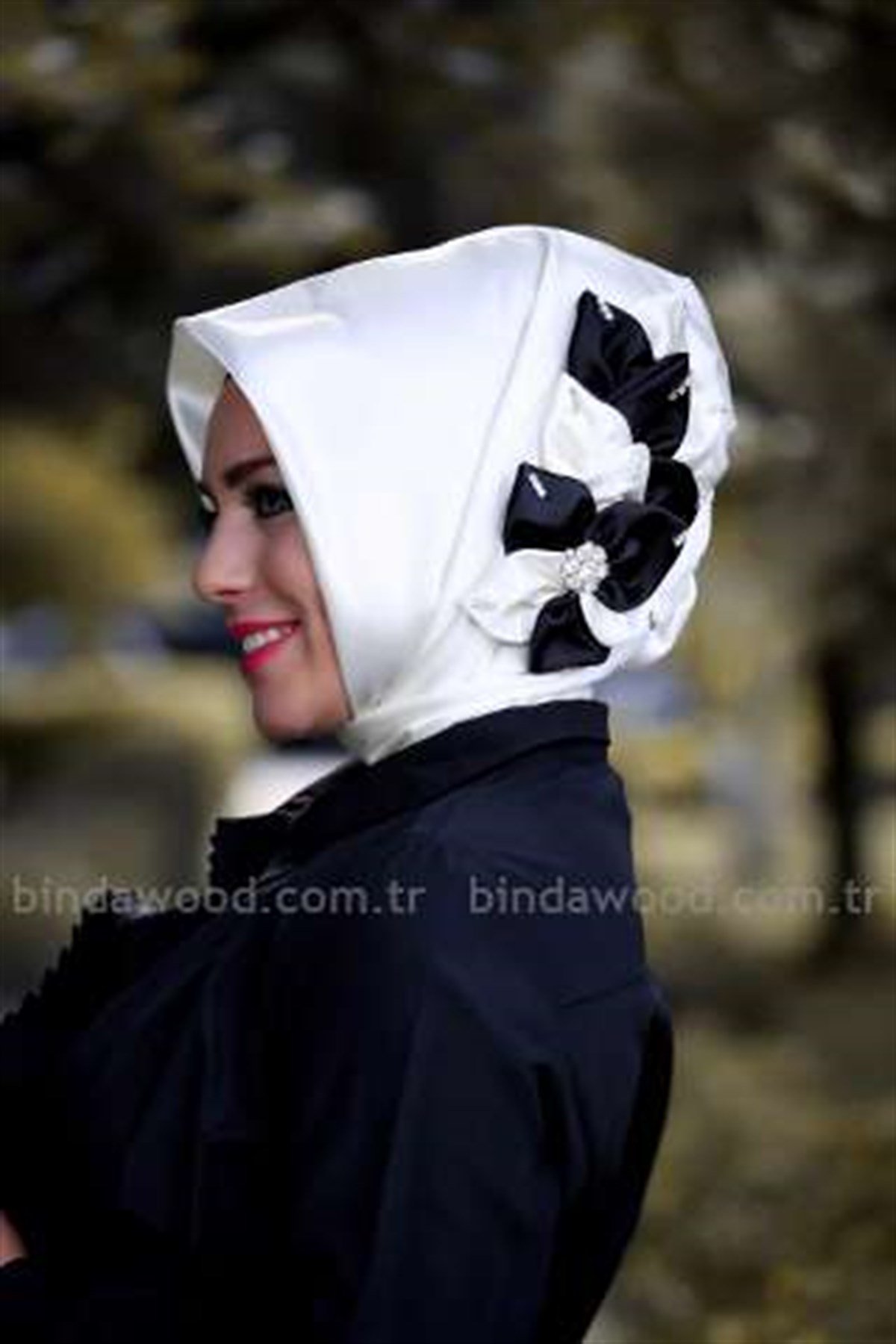 Siyahlı Beyaz Hazır Türban