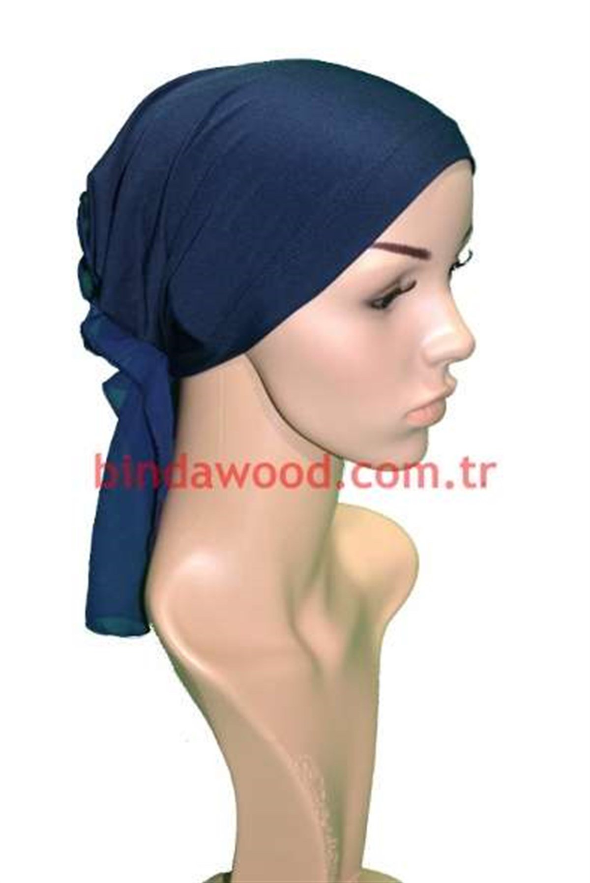 Soft Lacivert Tüllü Tesettür Türban