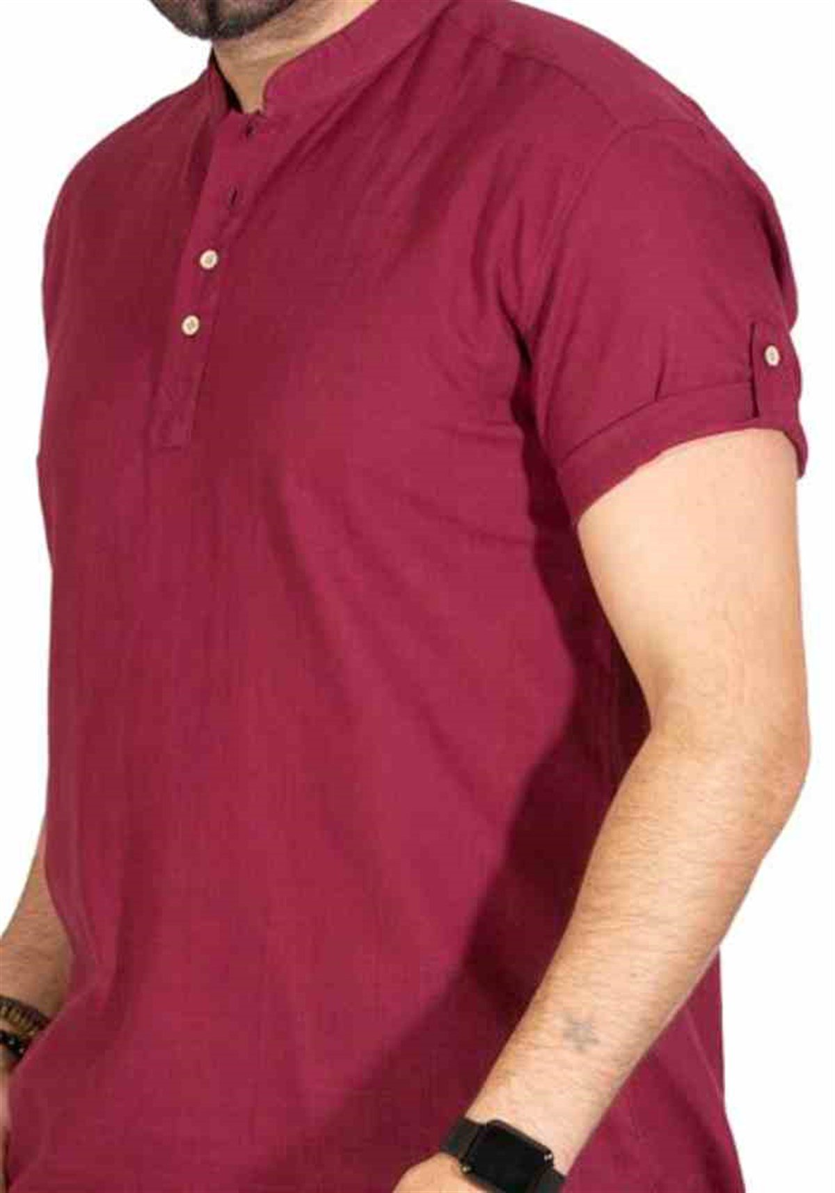 T shirt Şile Bezi Hakim Yaka Bordo 3035