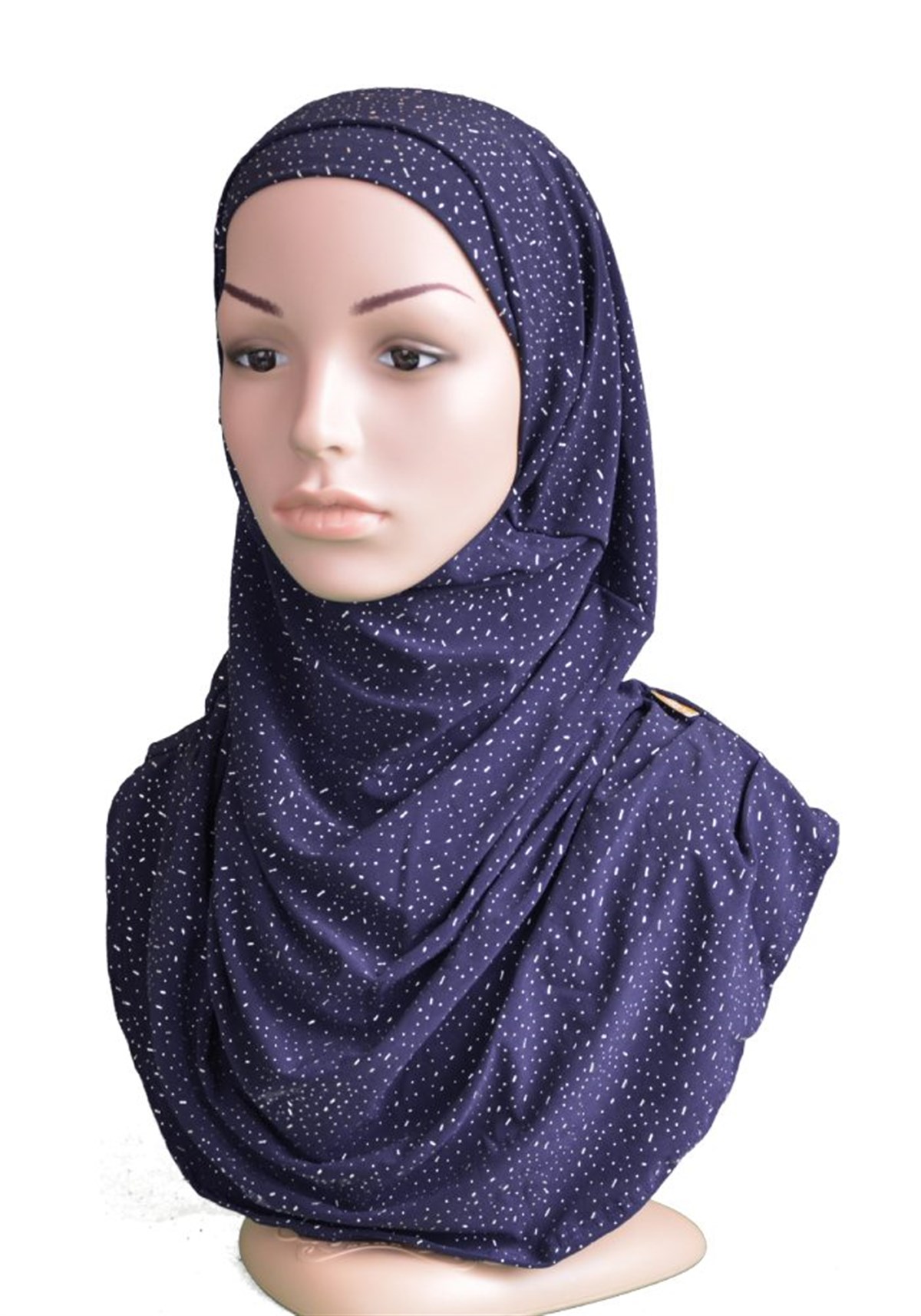 Taş Desenli Lacivert Pratik Eşarp