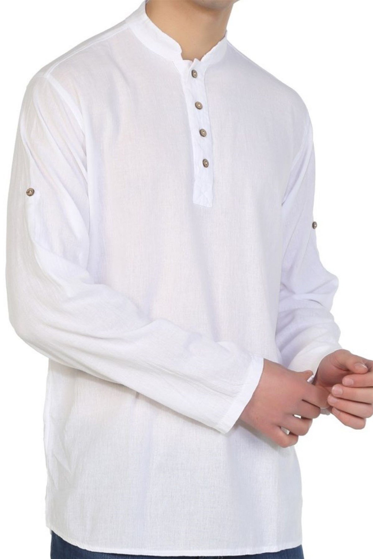 Tişört Hakim Yaka Uzun Kol Kar Beyaz