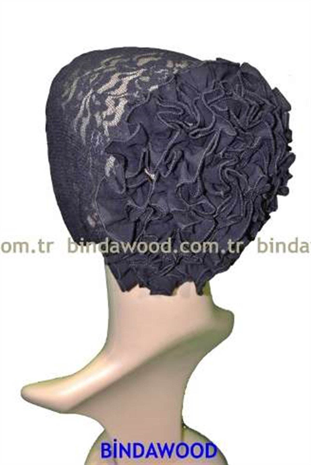 Tüllü Siyah Kıvırcık Bone