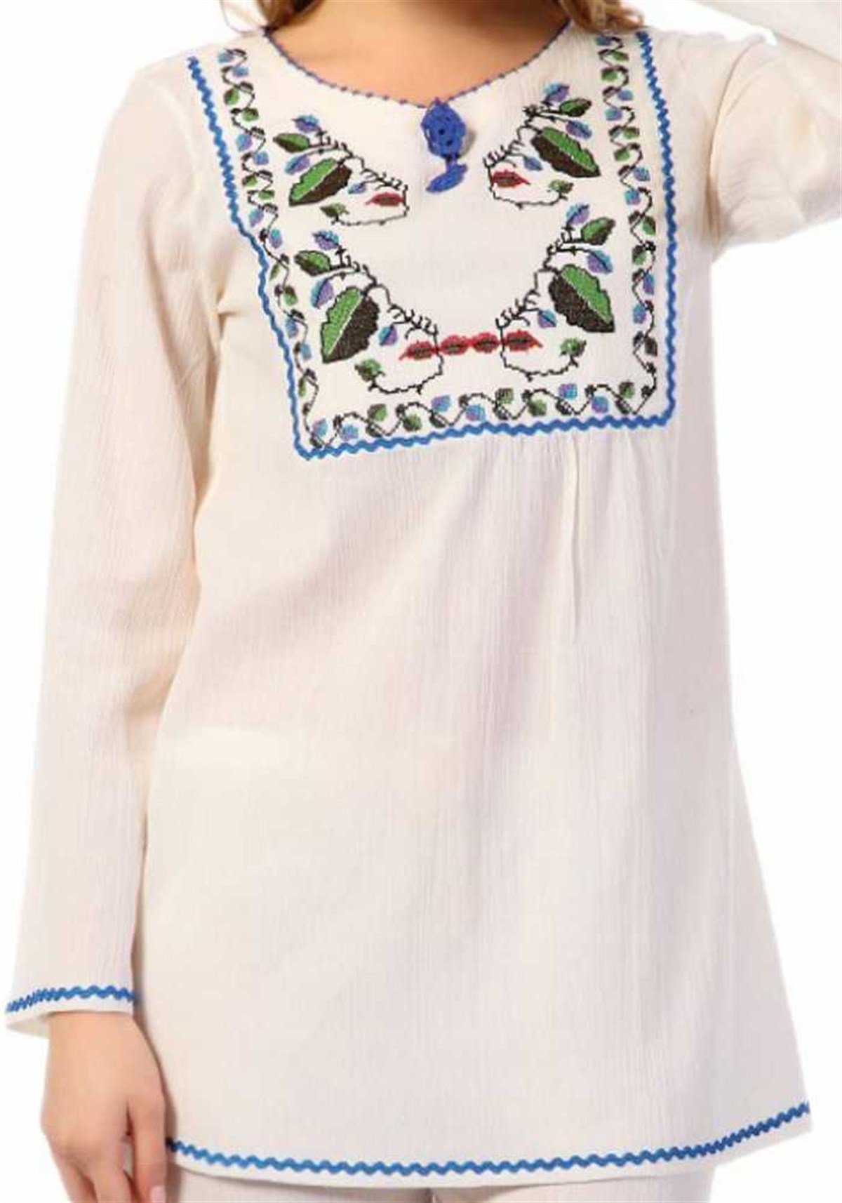 Yaprak Desen Nakışlı Tunik