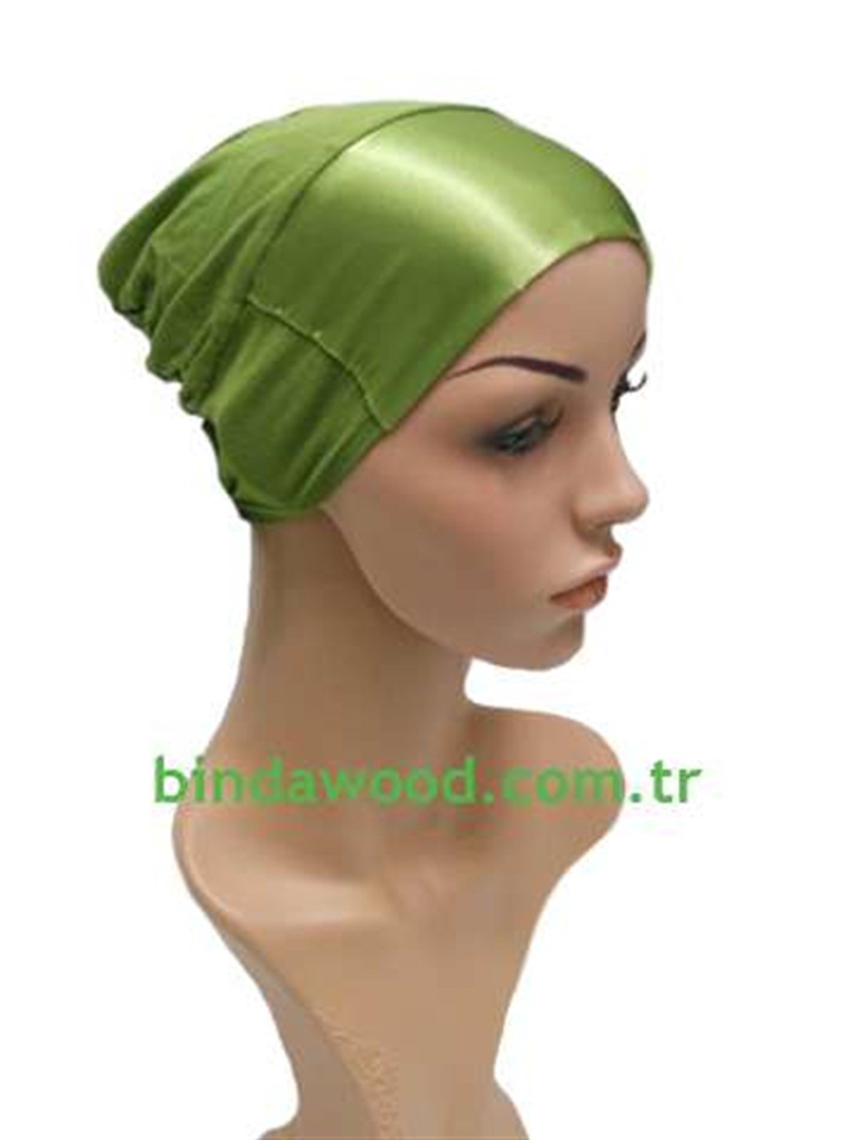 Yeşil Saten Tesettür Bone
