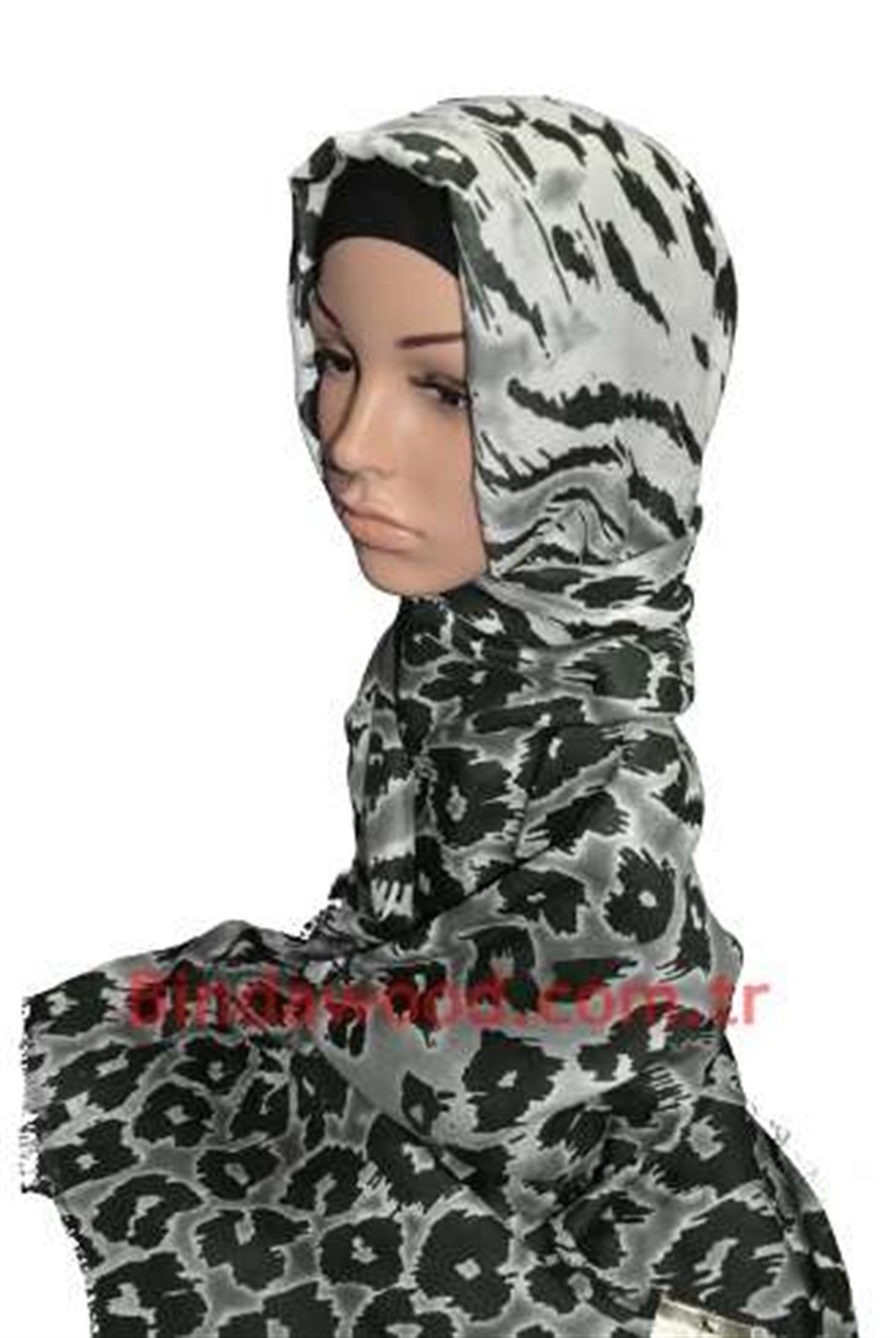 Zebra Desenli Gri Tesettür Şal
