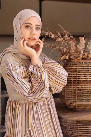 Aybüke Nur Demirci Penye Şal Açık Vizon