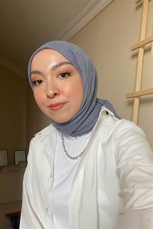 Zehra Sarı Bürümcük Şal Bondi Mavisi