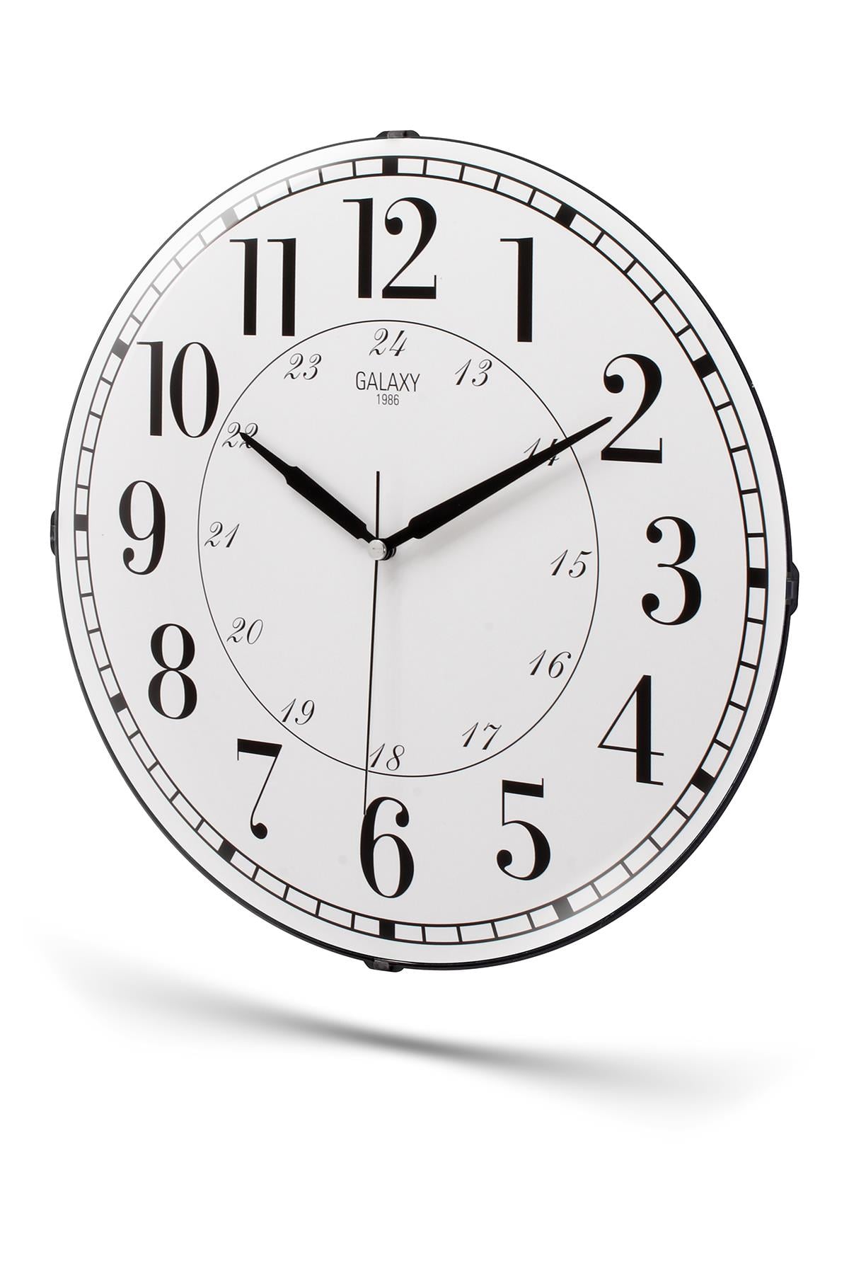 24 SAAT BASKILI BEYAZ ZEMİNLİ BOMBELİ DUVAR SAATİ 35 CM