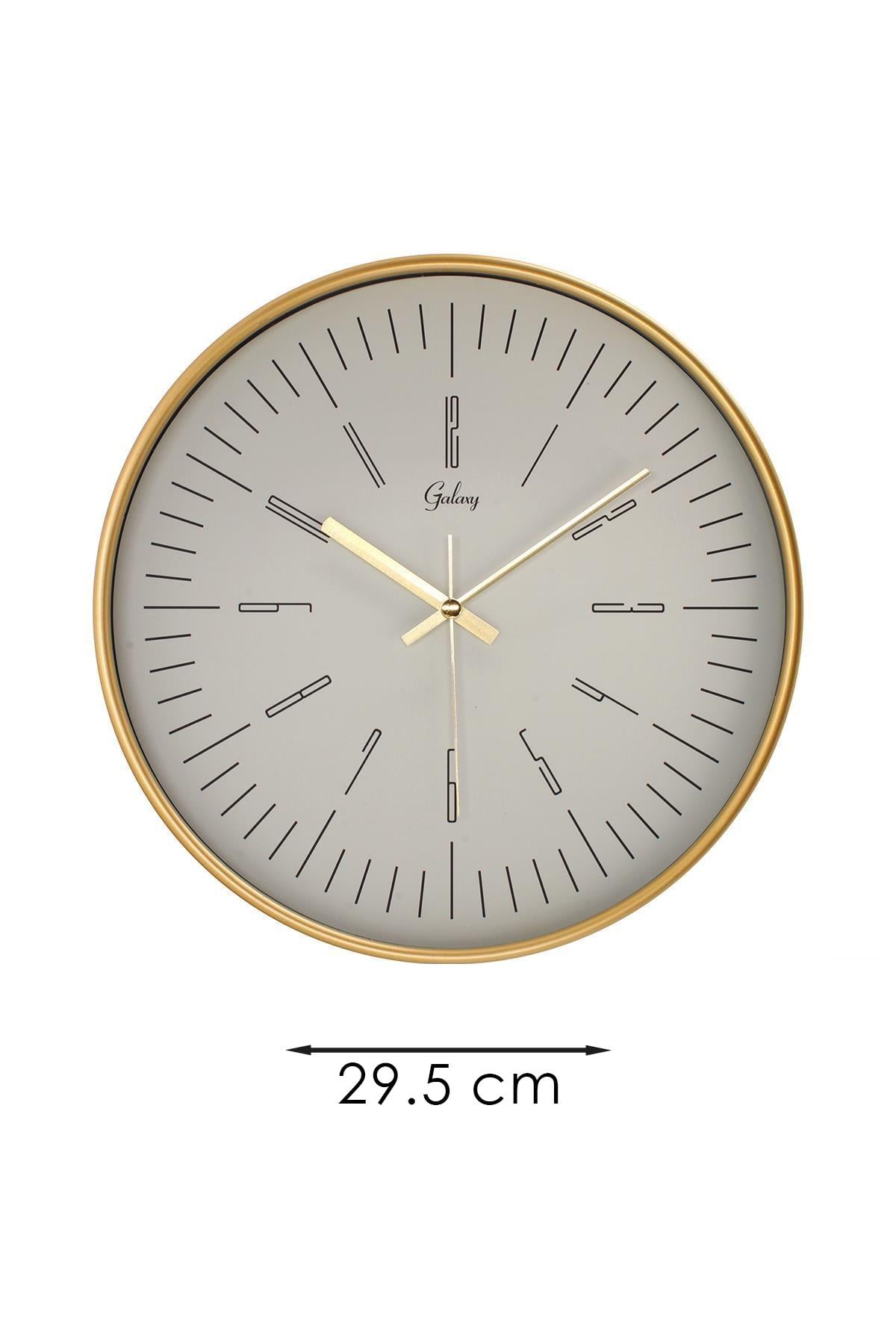 DEKORATİF BEYAZ KADRANLI GOLD DUVAR SAATİ 29.5 CM