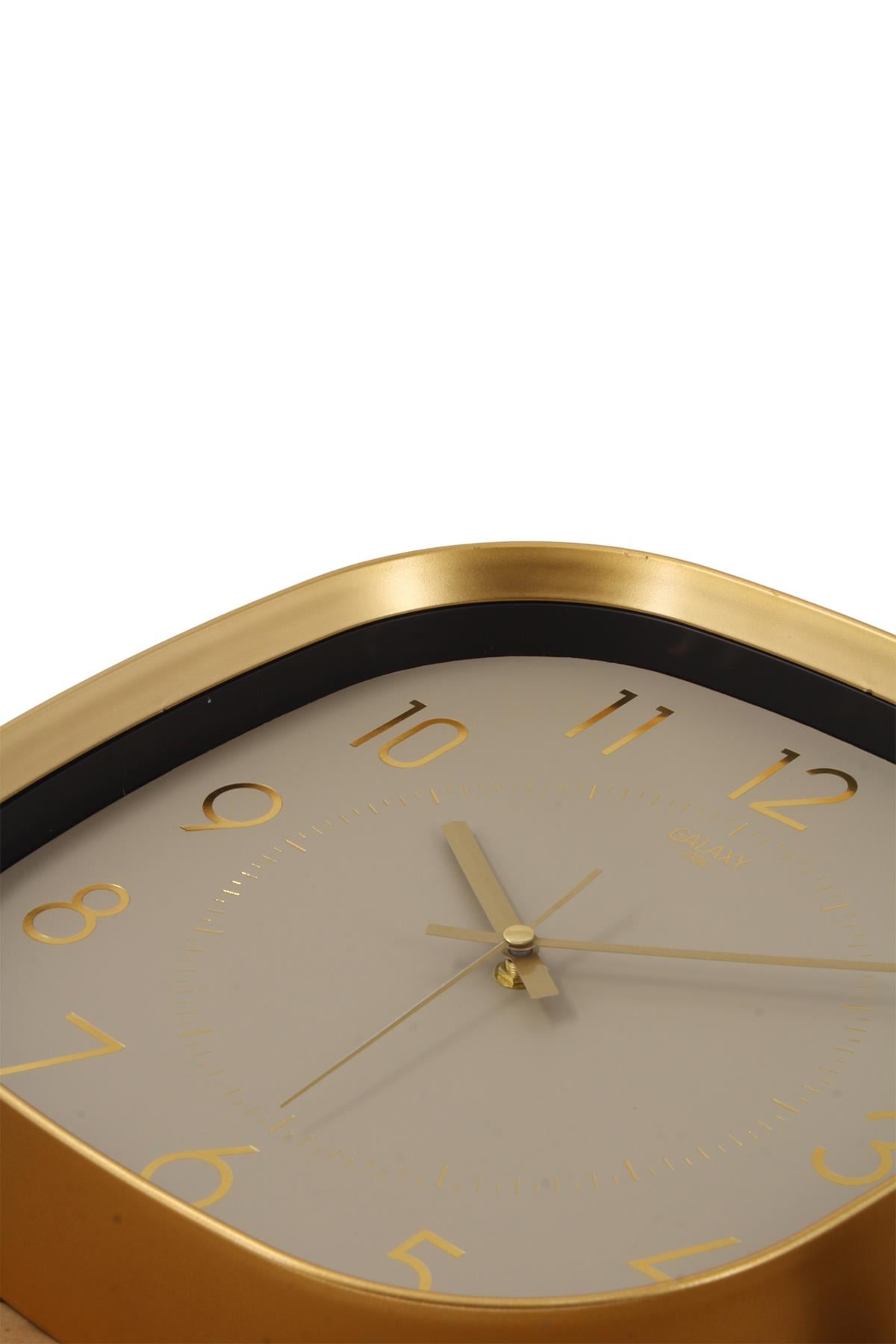 Gold Çerçeve Beyaz Kadran Gold Rakamlı Duvar Saati 31 cm
