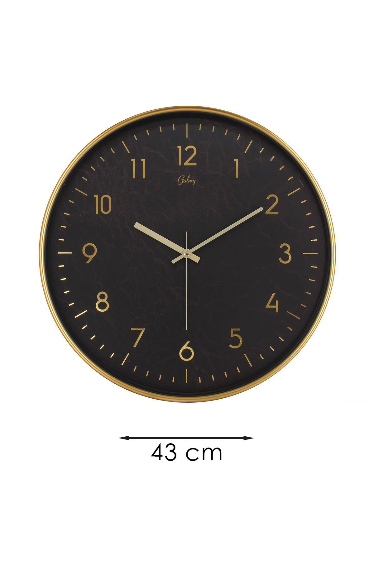 GOLD İNCE LATİN SİYAH ZEMİNLİ DUVAR SAATİ 43 CM