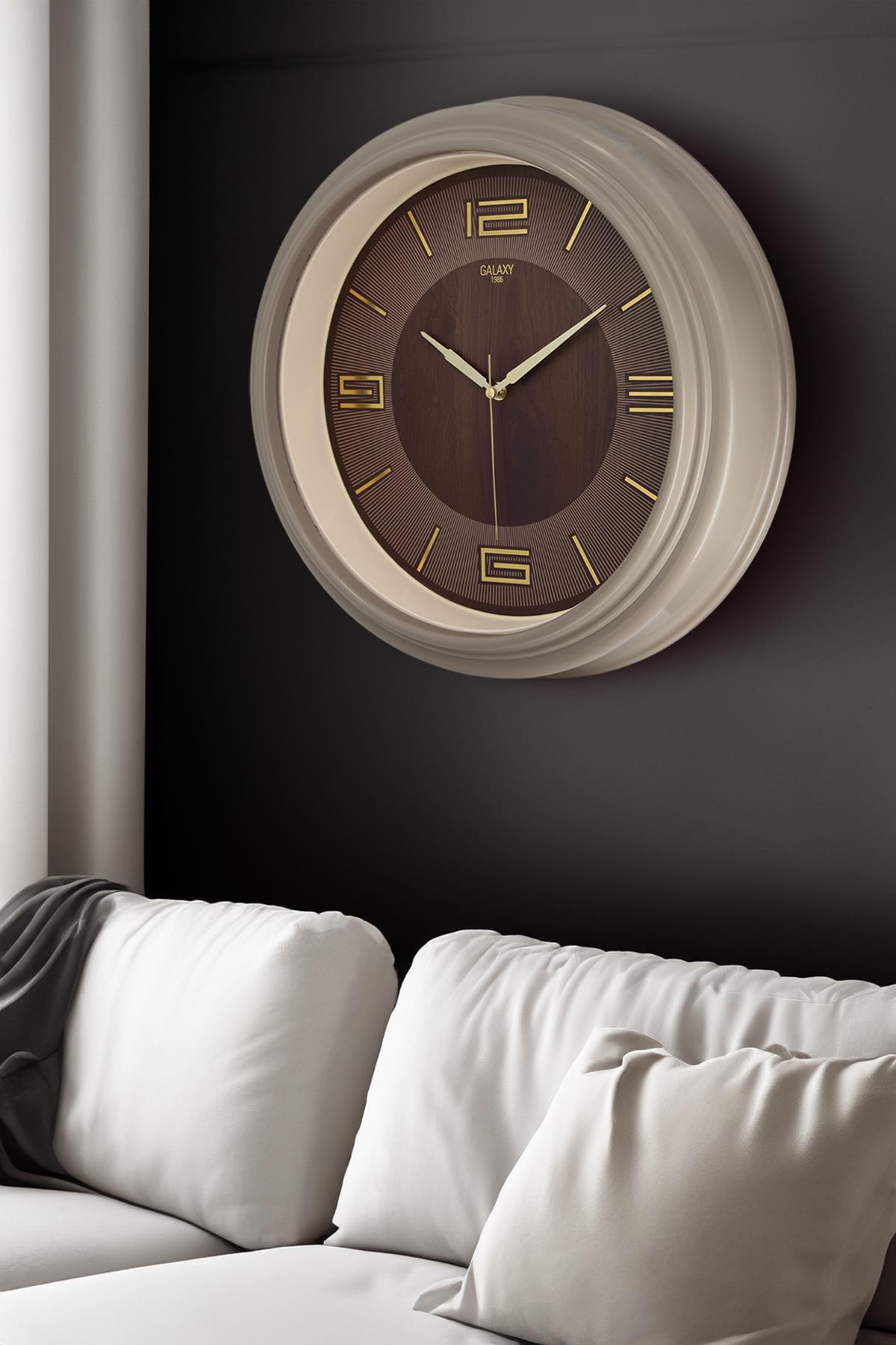 Krem Kasa Kumbeji Çerçeve Duvar Saati 45 cm