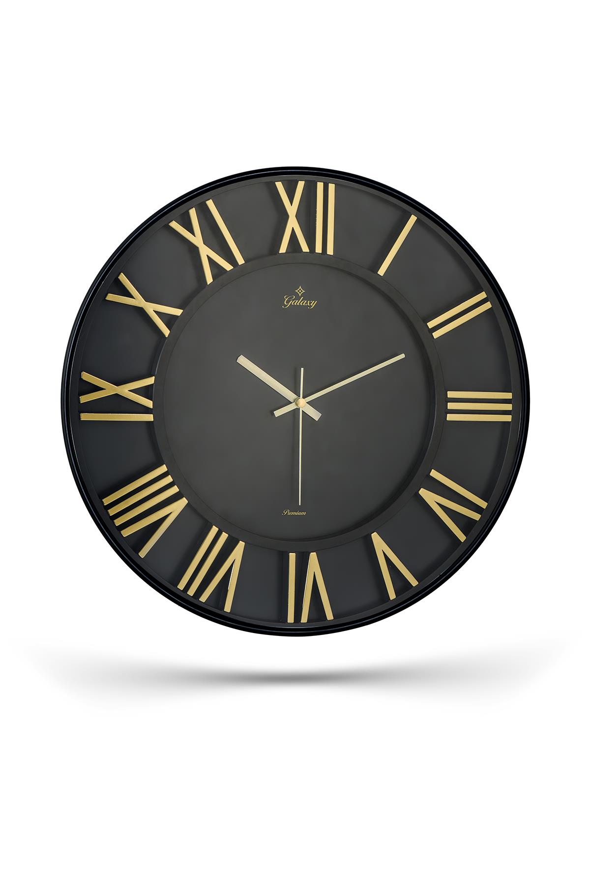 ROMA RAKAMLI SİYAH ZEMİNLİ DUVAR SAATİ 43 CM