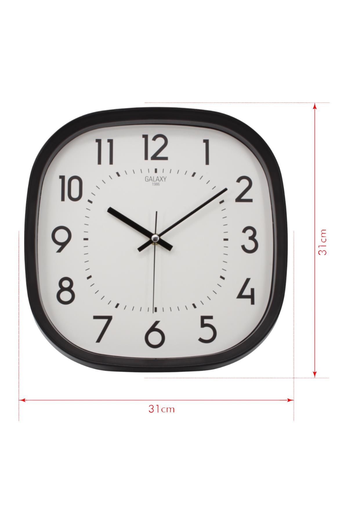 Siyah Çerçeve Beyaz Kadran Siyah Rakamlı Duvar Saati 31 cm