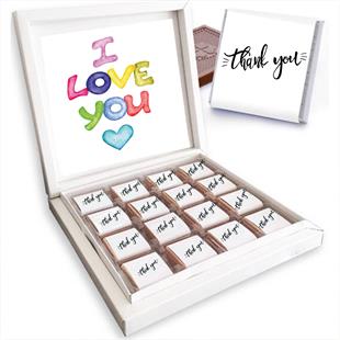 I Love You Thank You Yazılı Çikolata Kutusu M80