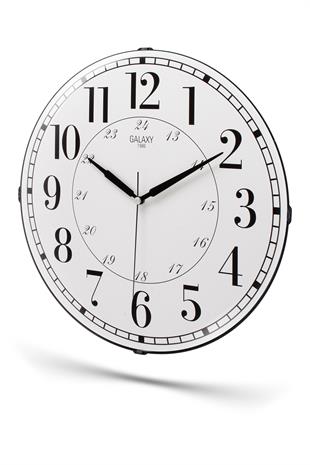 24 SAAT BASKILI BEYAZ ZEMİNLİ BOMBELİ DUVAR SAATİ 35 CM