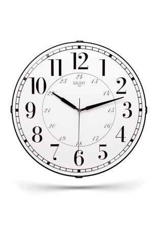 24 SAAT BASKILI BEYAZ ZEMİNLİ BOMBELİ DUVAR SAATİ 35 CM