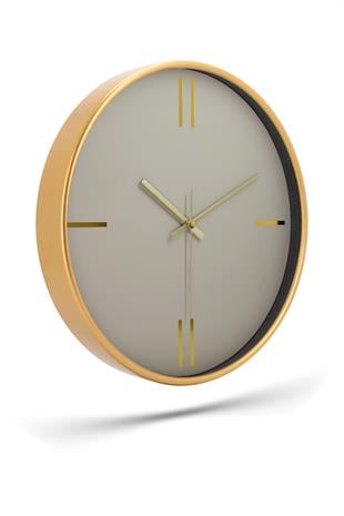 DEKORATİF KREM KADRAN ÇİZGİLİ RAKAM GOLD DUVAR SAATİ 29.5 CM