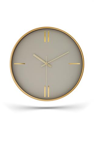 DEKORATİF KREM KADRAN ÇİZGİLİ RAKAM GOLD DUVAR SAATİ 29.5 CM