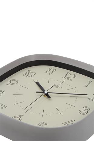 Gri Çerçeve Bej Kadran Siyah Rakamlı Duvar Saati 31 cm
