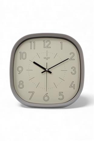 Gri Çerçeve Bej Kadran Siyah Rakamlı Duvar Saati 31 cm