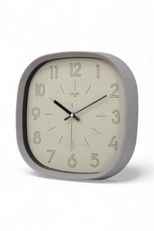 Gri Çerçeve Bej Kadran Siyah Rakamlı Duvar Saati 31 cm