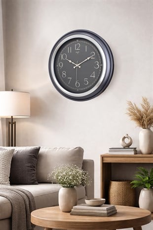 FUME KASA GRI CERCEVE DUVAR SAATİ 44.5 cm 
