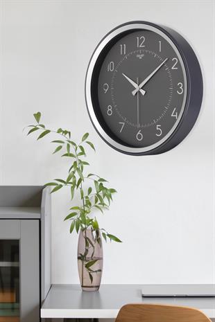 Füme Kasa Gri Çerçeve Duvar Saati 37 cm