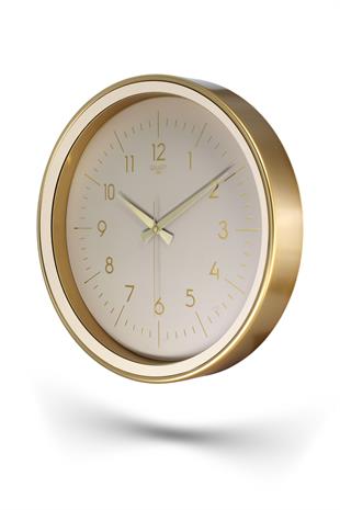 Gold Kasa Krem Çerçeve Duvar Saati 37 cm