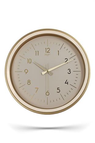 Gold Kasa Krem Çerçeve Duvar Saati 37 cm