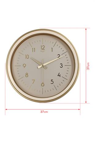 Gold Kasa Krem Çerçeve Duvar Saati 37 cm