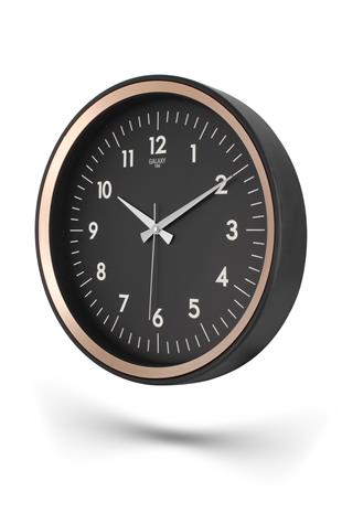 Siyah Kasa Bakır Çerçeve Duvar Saati 37 cm