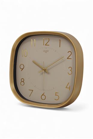 Gold Çerçeve Beyaz Kadran Gold Rakamlı Duvar Saati 31 cm