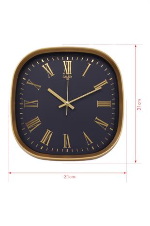 Gold Çerçeve Lacivert Kadran Gold Rakamlı Duvar Saati 31 cm