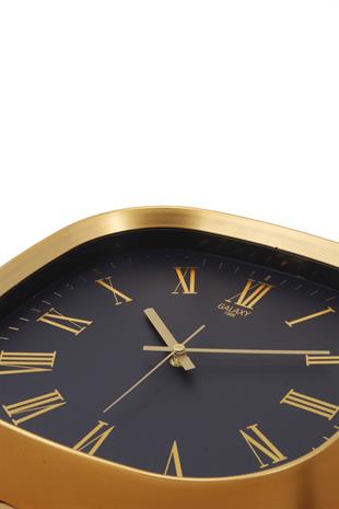 Gold Çerçeve Lacivert Kadran Gold Rakamlı Duvar Saati 31 cm