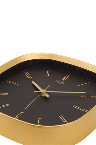 Gold Çerçeve Siyah Kadran Gold Rakamlı Duvar Saati 31 cm