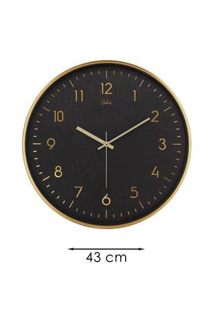 GOLD İNCE LATİN SİYAH ZEMİNLİ DUVAR SAATİ 43 CM