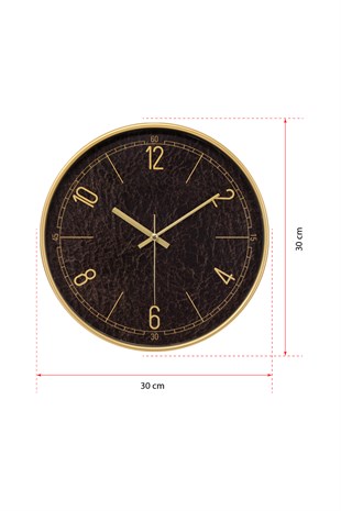 Gold Kasa Kahverengi Kadran  Duvar Saati 30 Cm