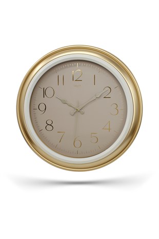 GOLD KASA KREM CERCEVE DUVAR SAATİ 44.5 cm 