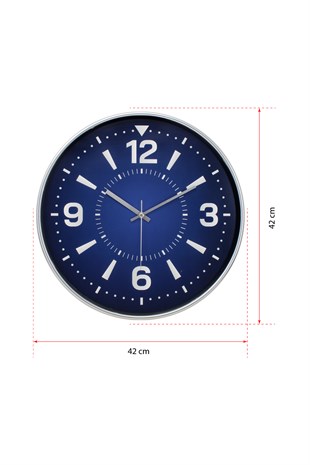 Gri Kasa Lacivert Kadran Duvar Saat 42 Cm